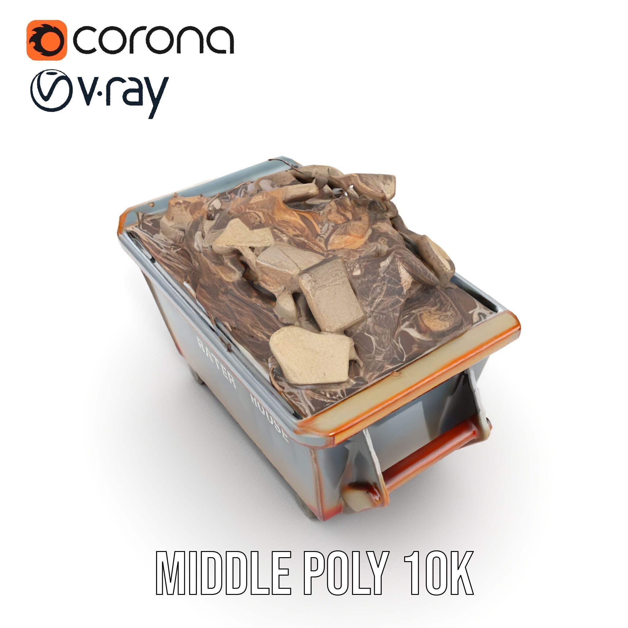 Construction Debris Dumpster Model Pack Low-poly 3D model_6