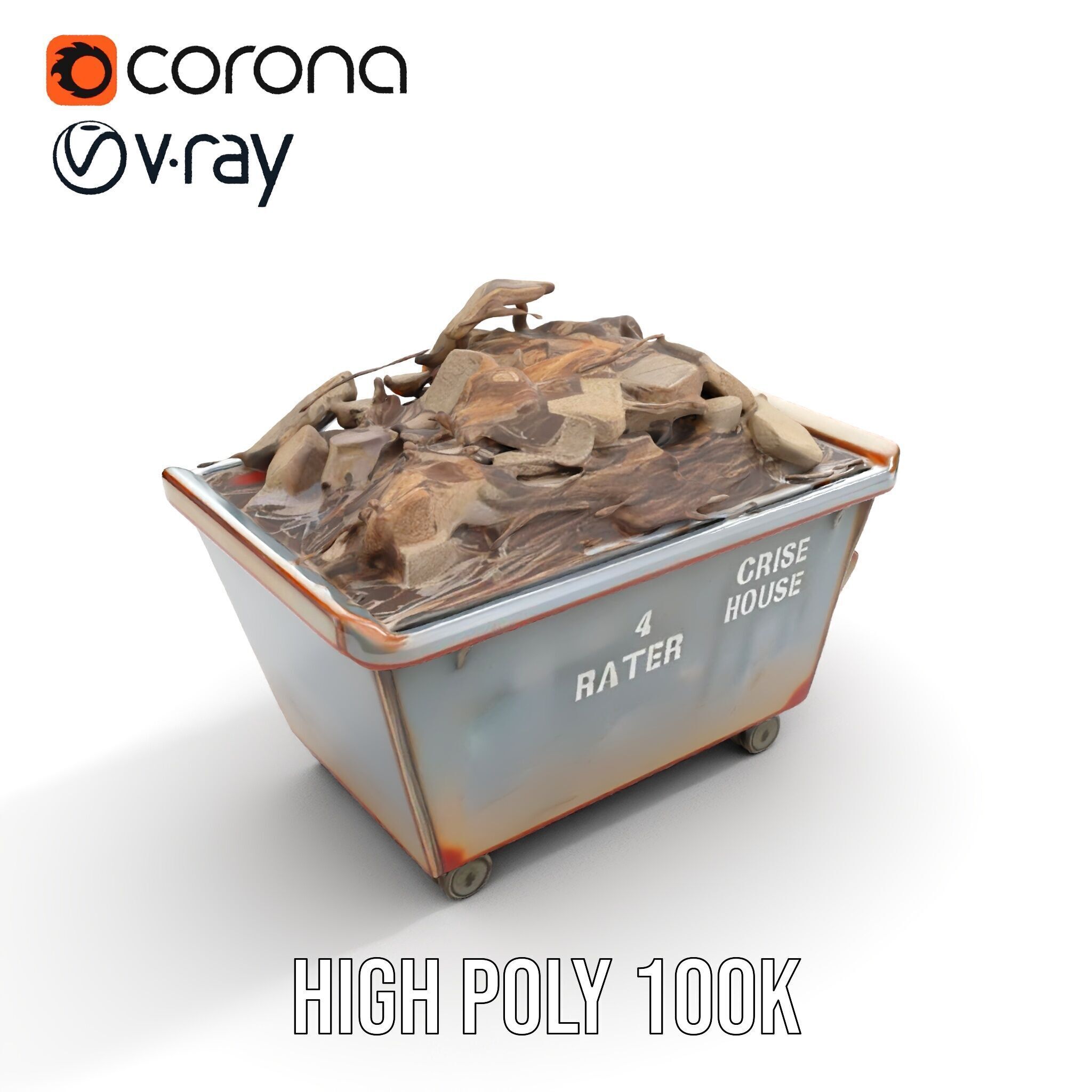 Construction Debris Dumpster Model Pack Low-poly 3D model_21