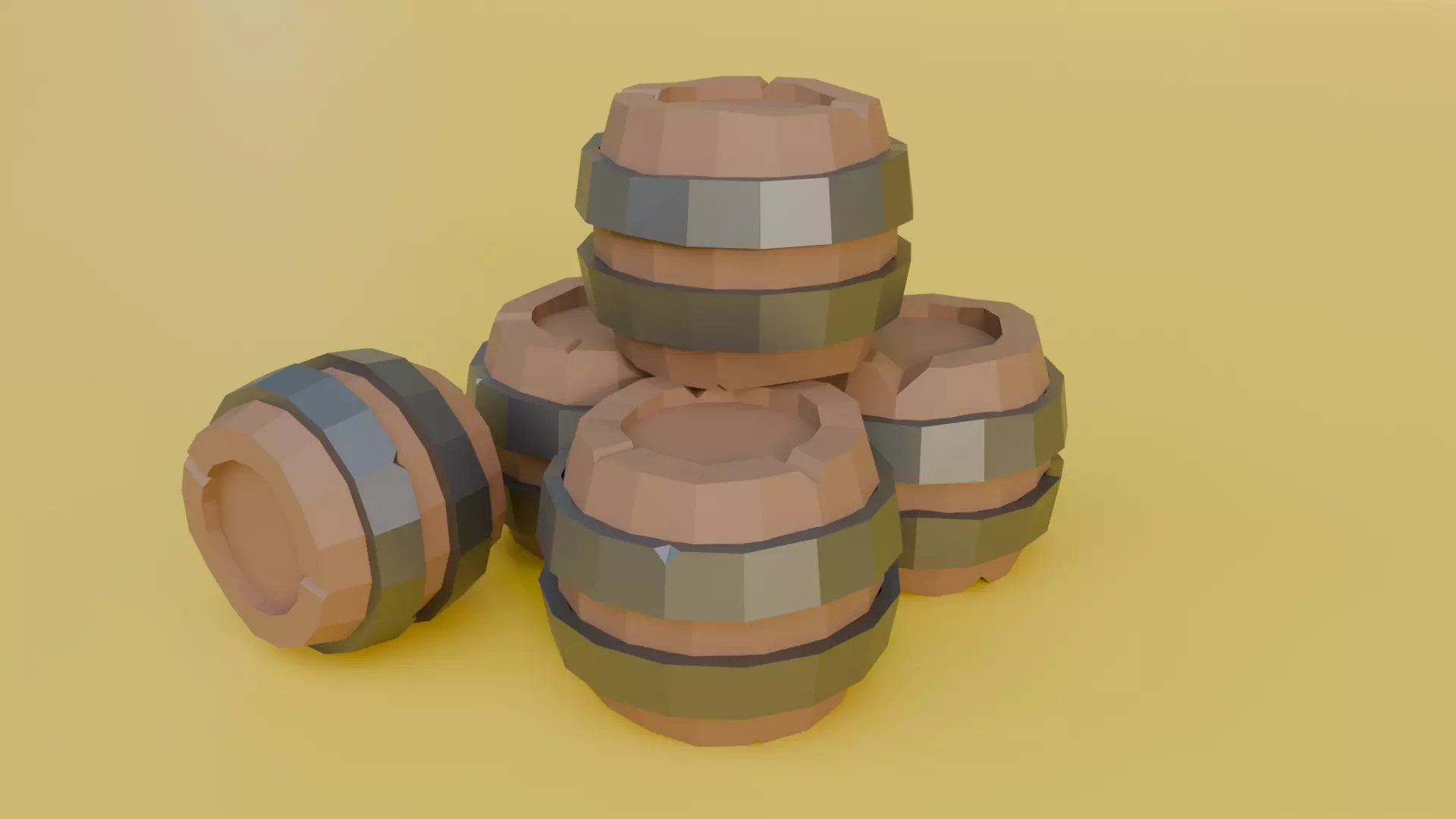 Low Poly Stylized Barrels Free low-poly 3D model