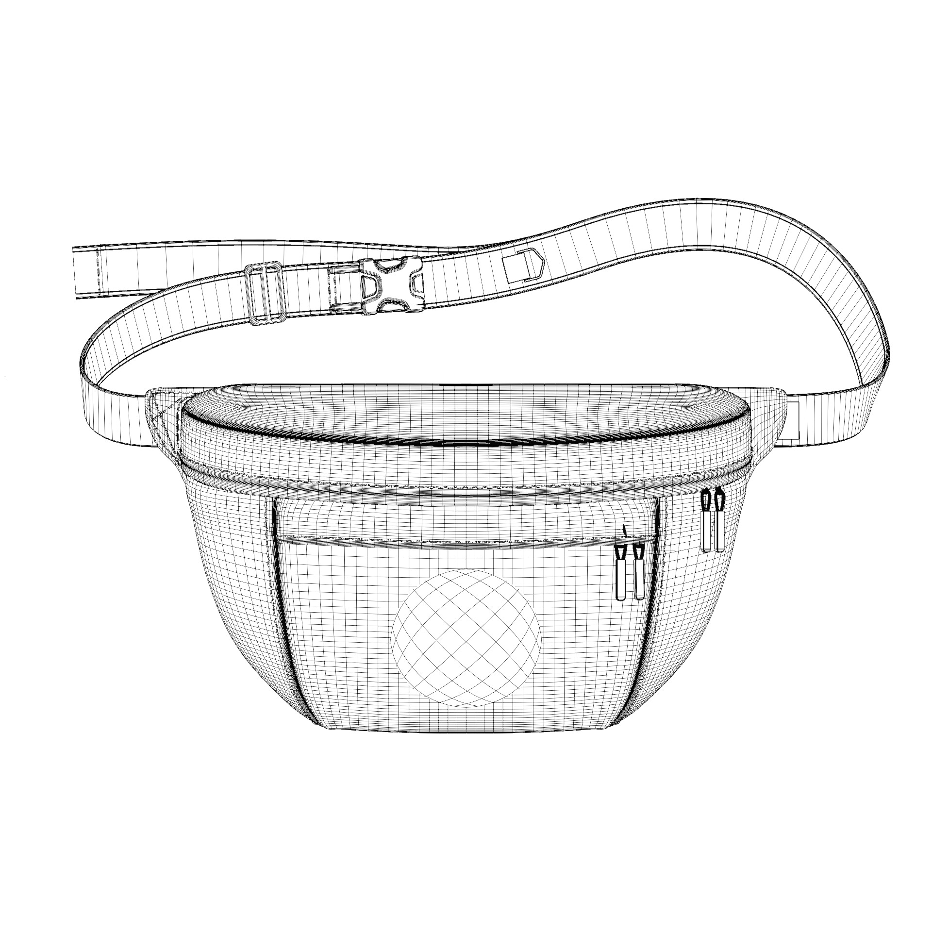 3D Waist Bag - Chest Bag - Compact Urban Low-poly 3D model_5