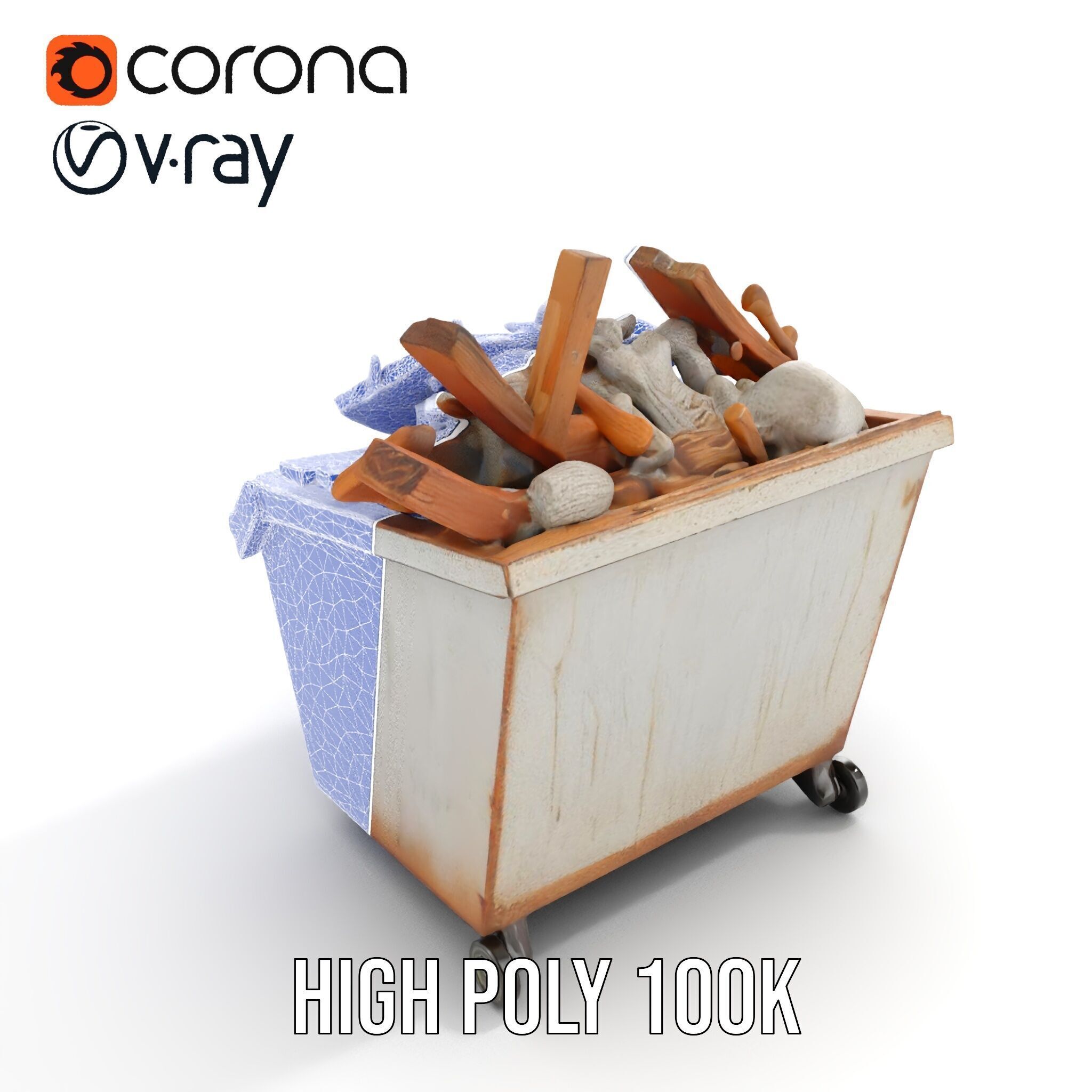 Industrial Dumpster with Debris Model Pack Low-poly 3D model_38