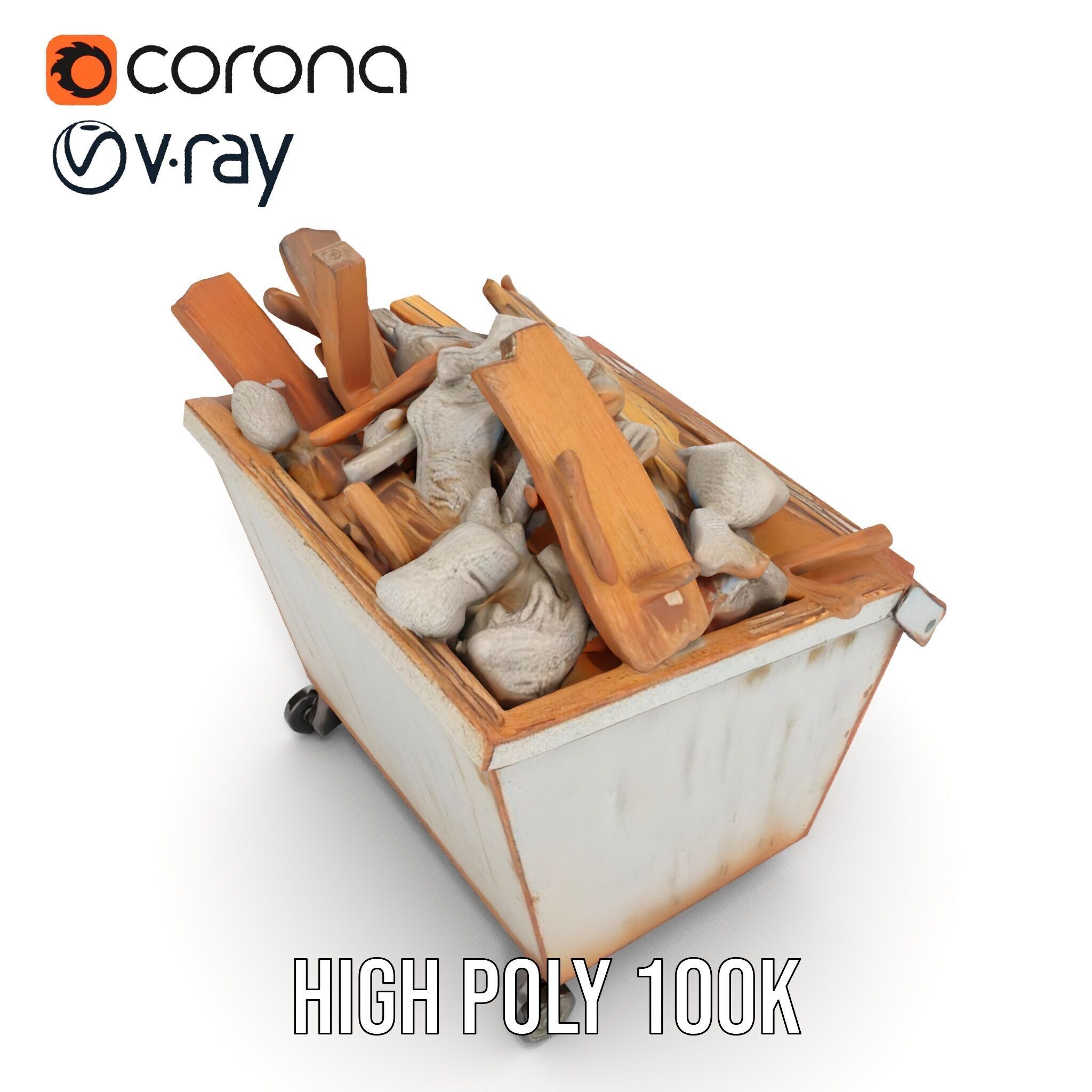 Industrial Dumpster with Debris Model Pack Low-poly 3D model_23