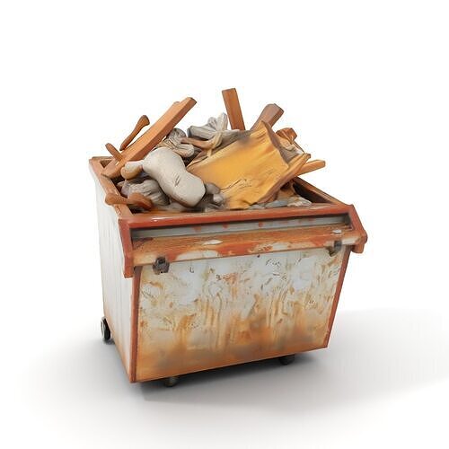 Industrial Dumpster with Debris Model Pack Low-poly 3D model