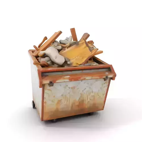 Industrial Dumpster with Debris Model Pack Low-poly 3D model