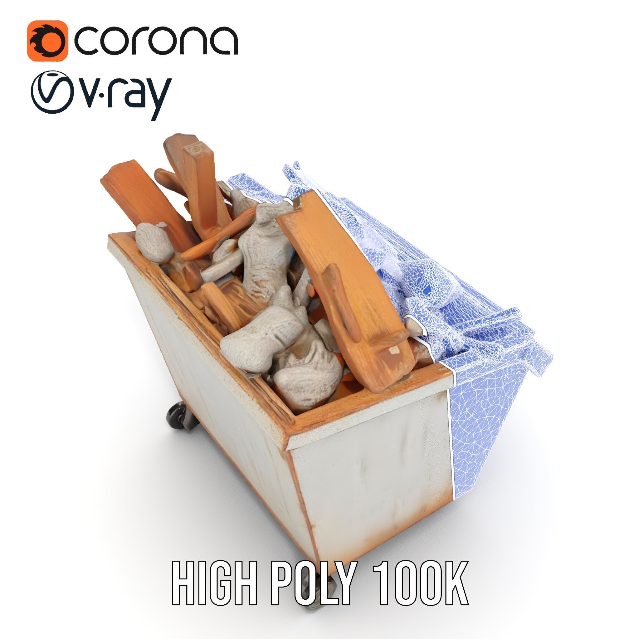 Industrial Dumpster with Debris Model Pack Low-poly 3D model_25