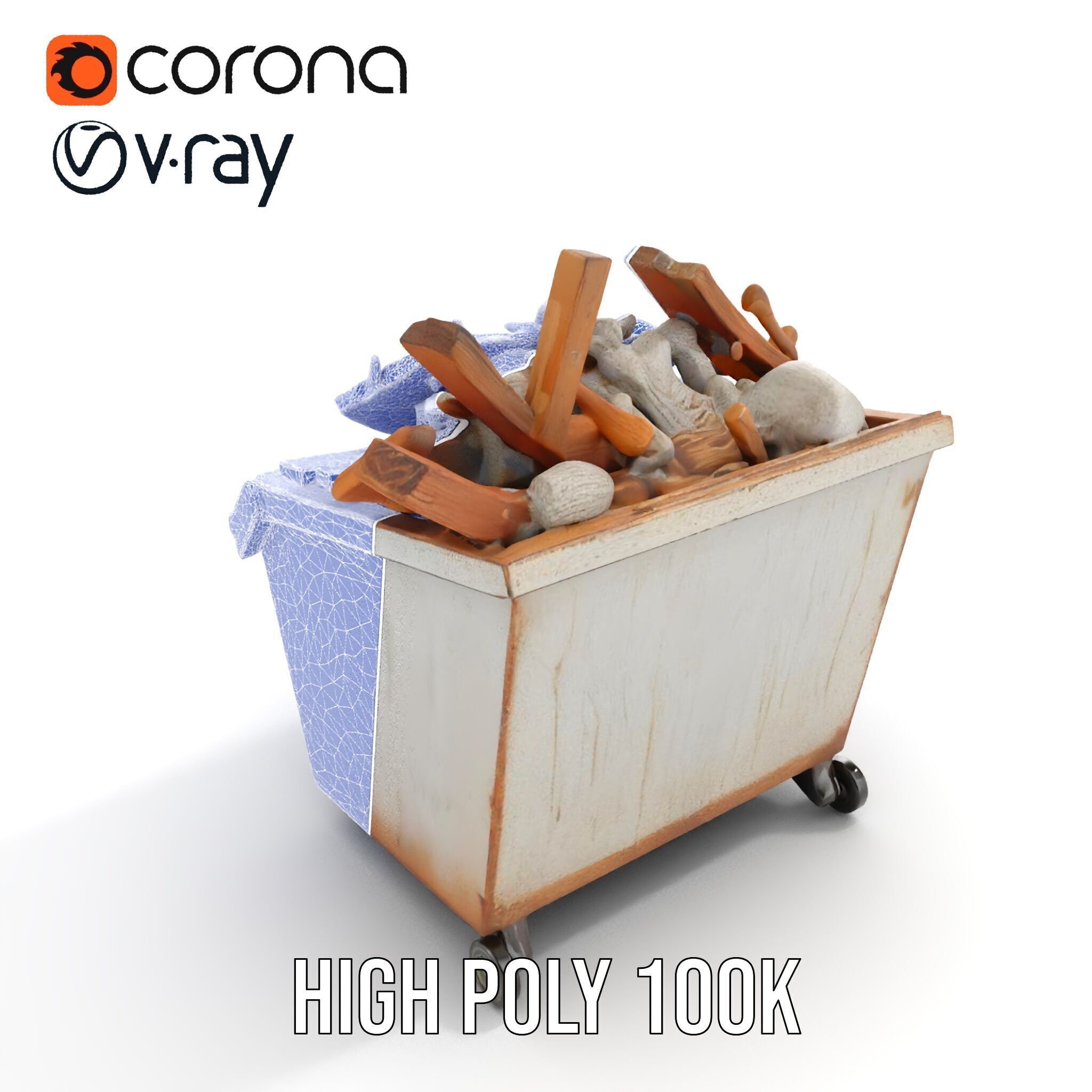 Industrial Dumpster with Debris Model Pack Low-poly 3D model_24