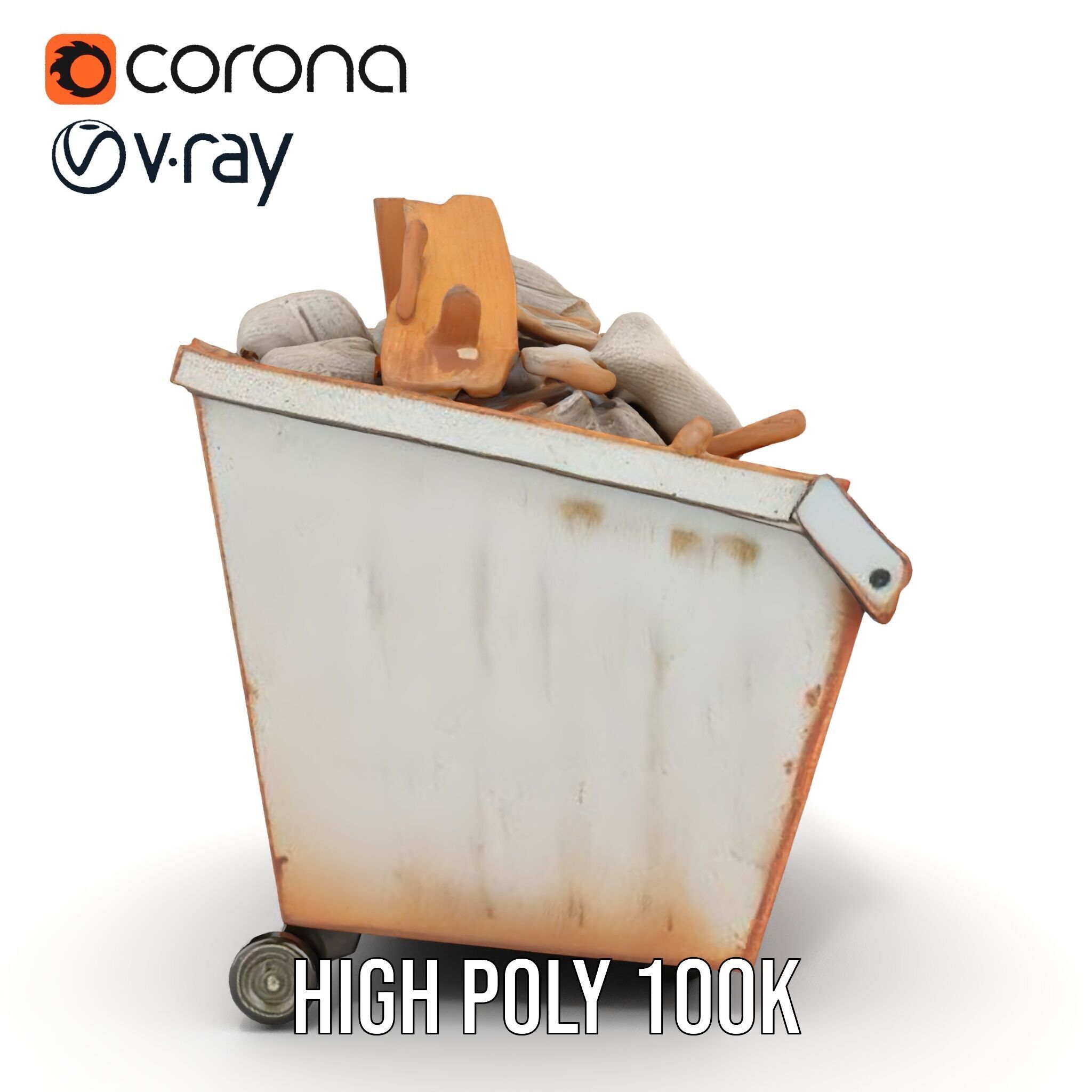 Industrial Dumpster with Debris Model Pack Low-poly 3D model_33