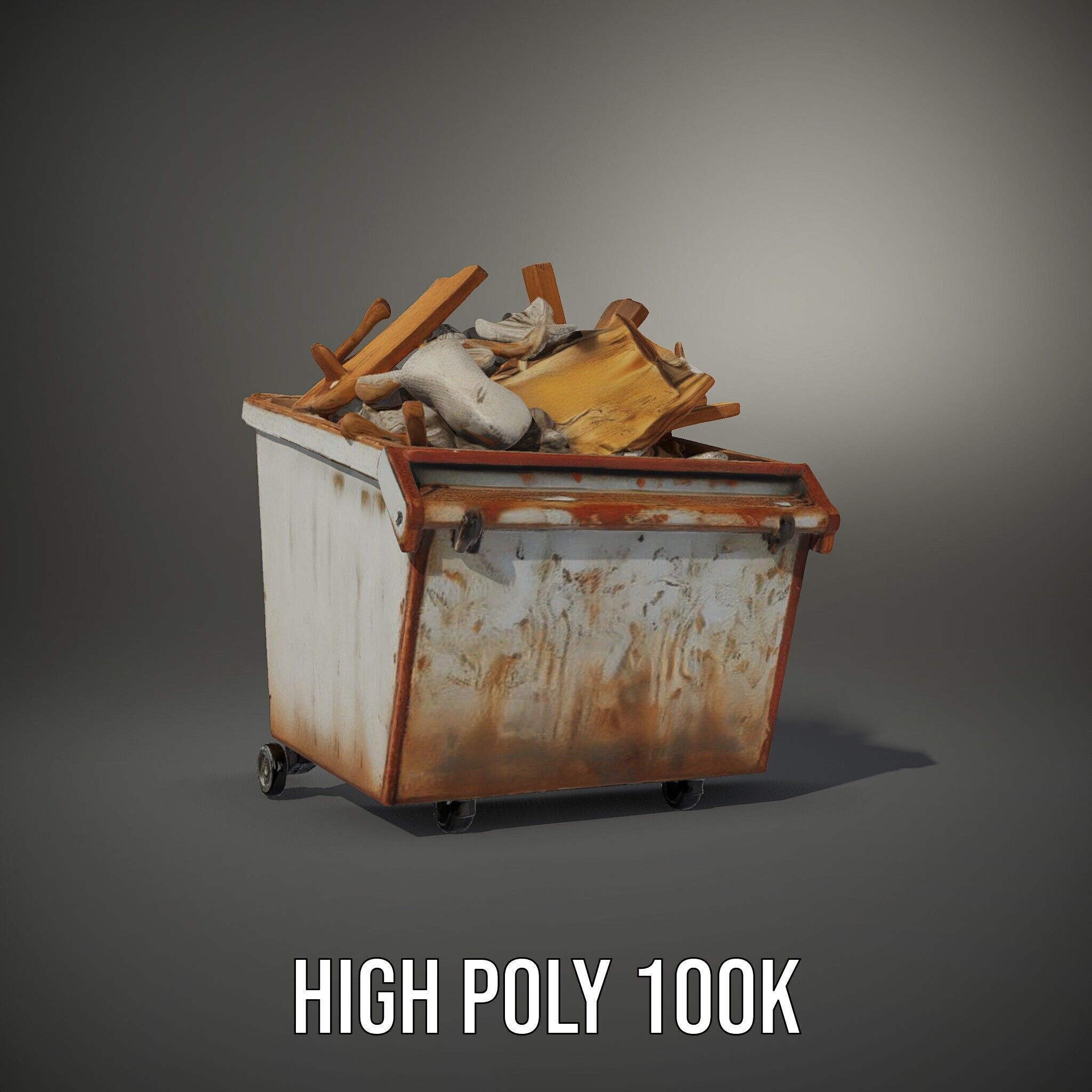 Industrial Dumpster with Debris Model Pack Low-poly 3D model_9