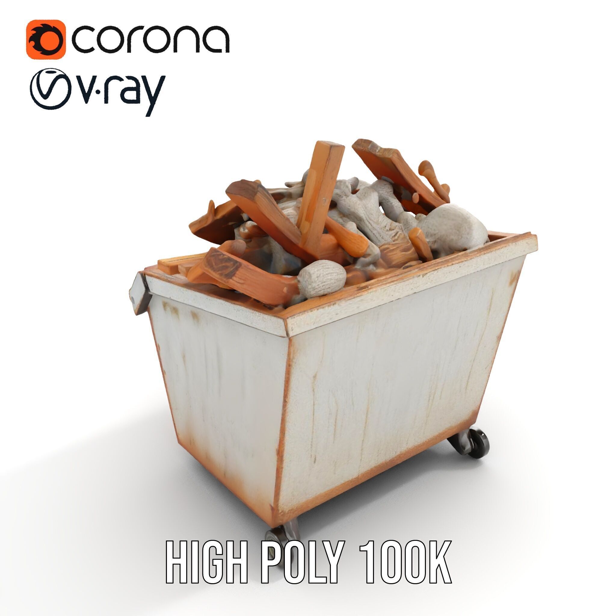 Industrial Dumpster with Debris Model Pack Low-poly 3D model_16