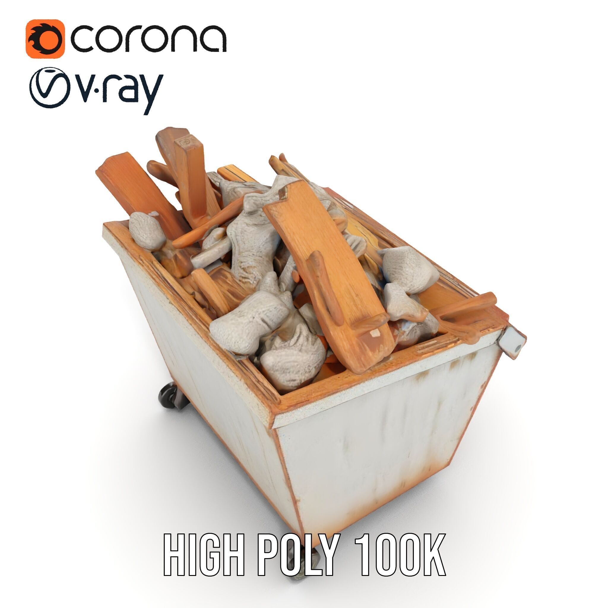 Industrial Dumpster with Debris Model Pack Low-poly 3D model_11