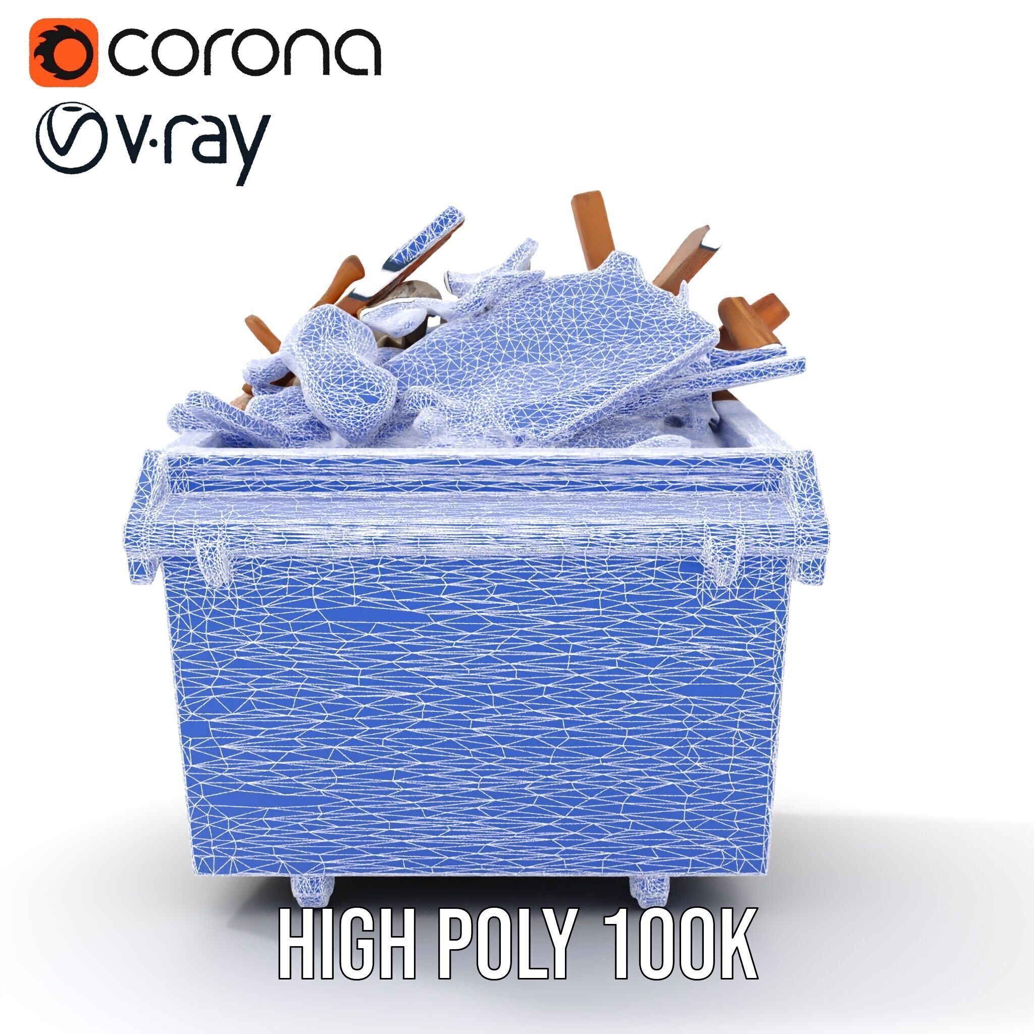 Industrial Dumpster with Debris Model Pack Low-poly 3D model_29