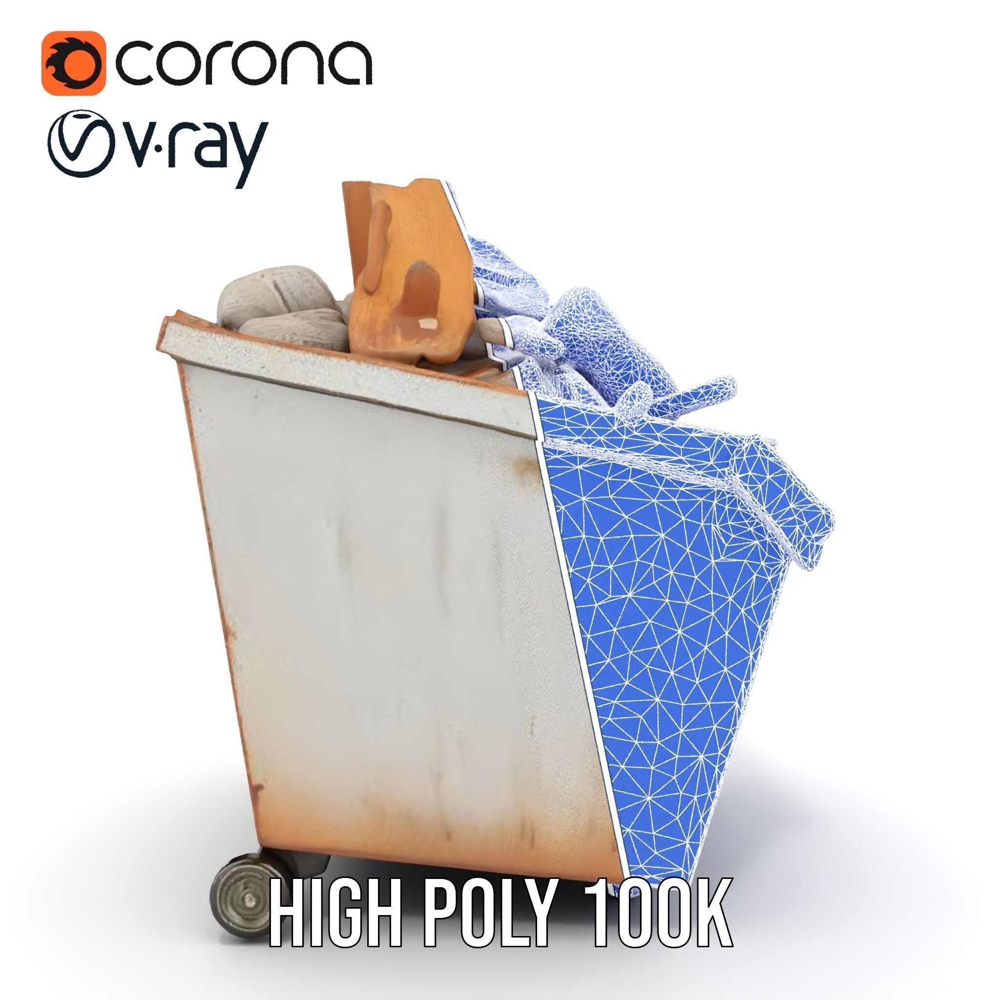 Industrial Dumpster with Debris Model Pack Low-poly 3D model_34