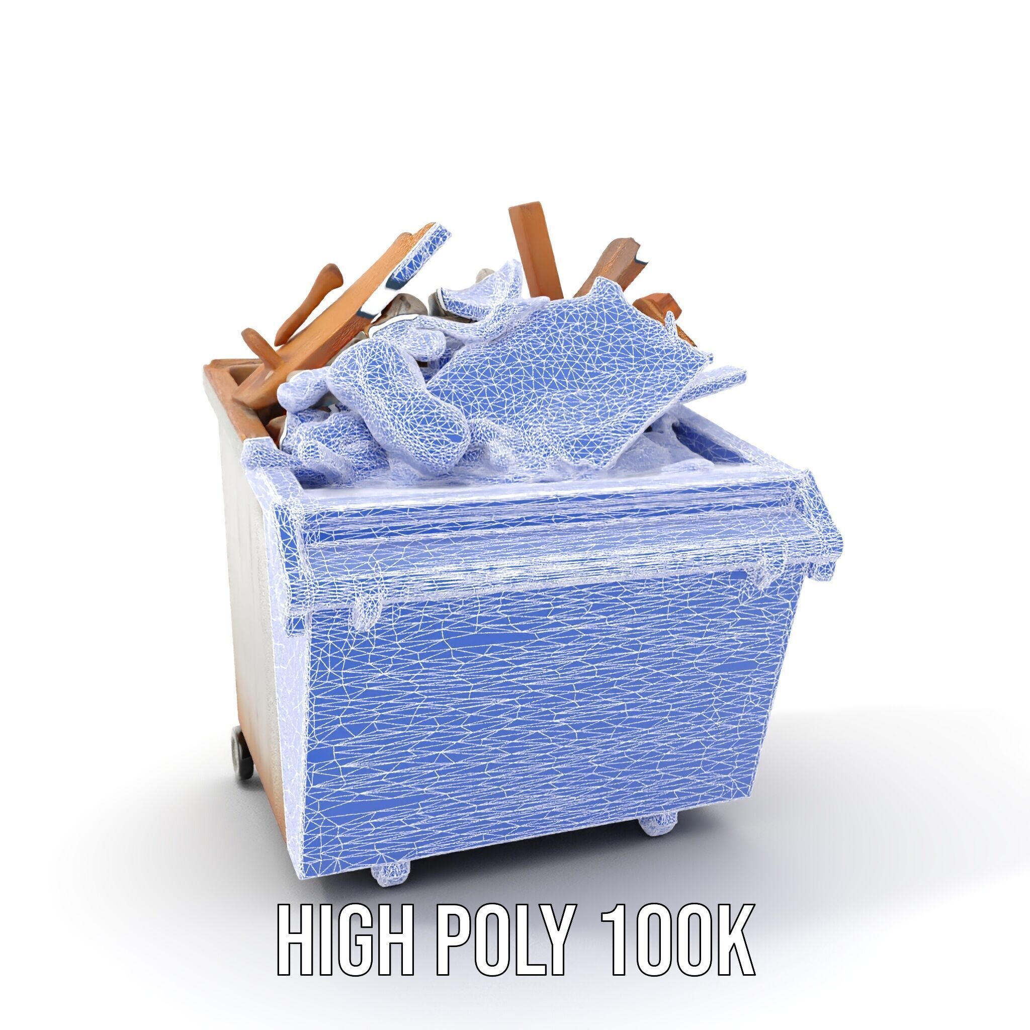 Industrial Dumpster with Debris Model Pack Low-poly 3D model_13