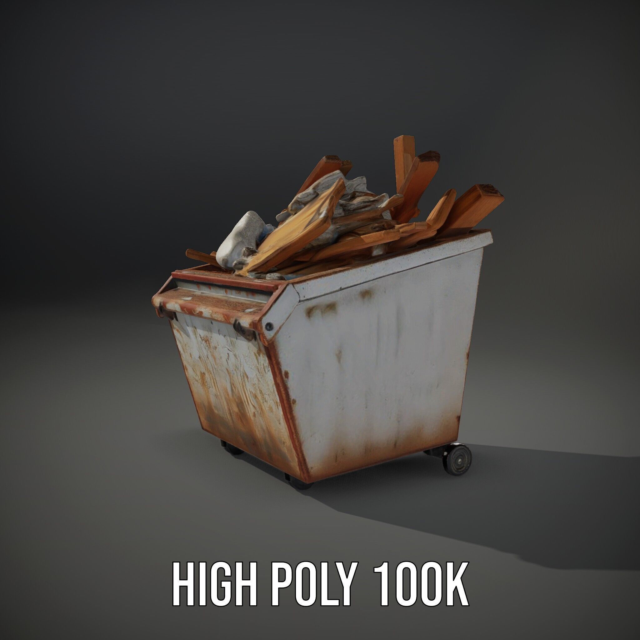 Industrial Dumpster with Debris Model Pack Low-poly 3D model_12