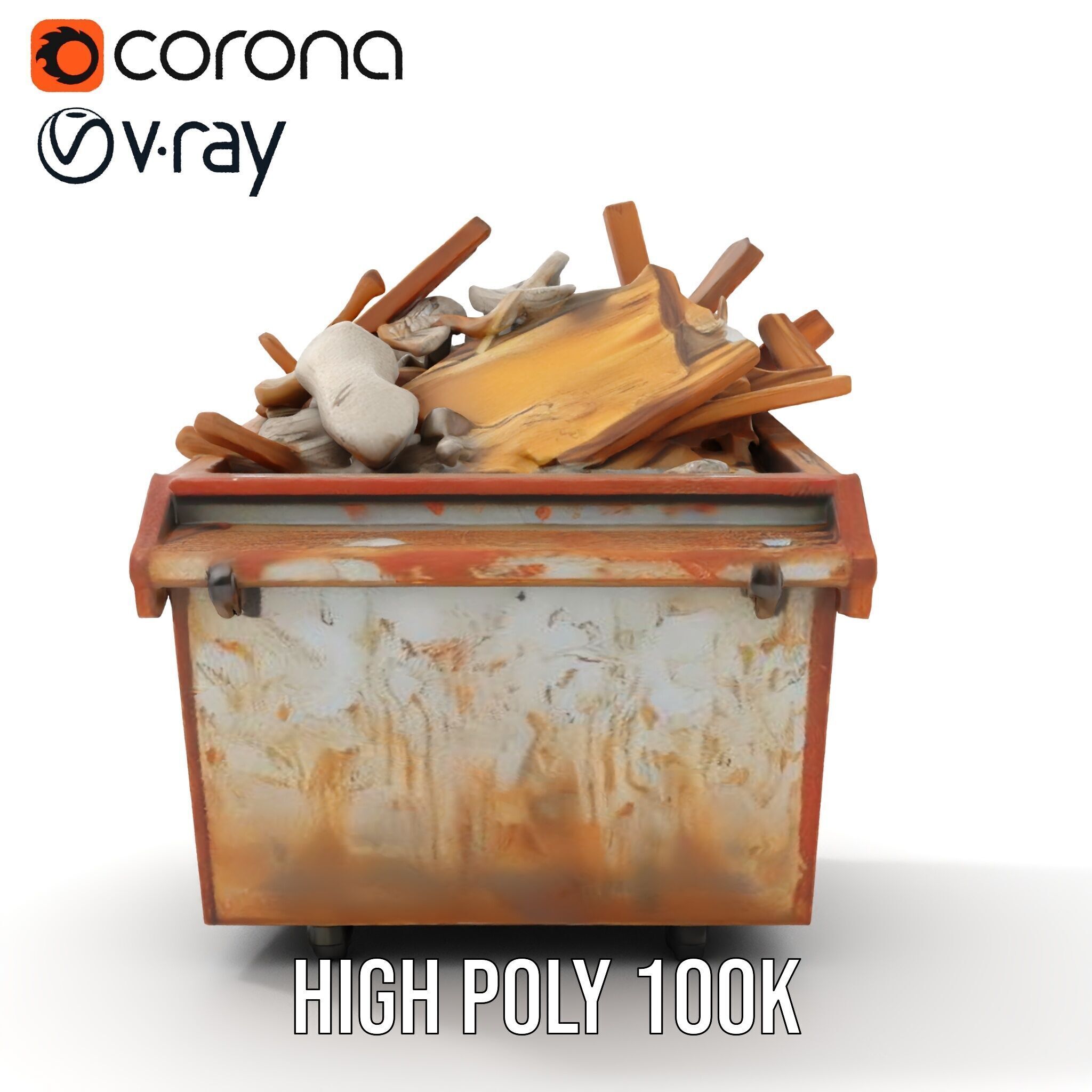 Industrial Dumpster with Debris Model Pack Low-poly 3D model_20