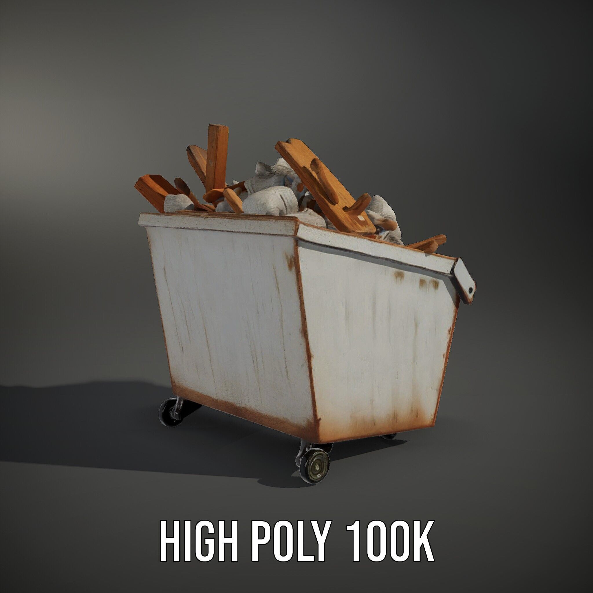 Industrial Dumpster with Debris Model Pack Low-poly 3D model_15