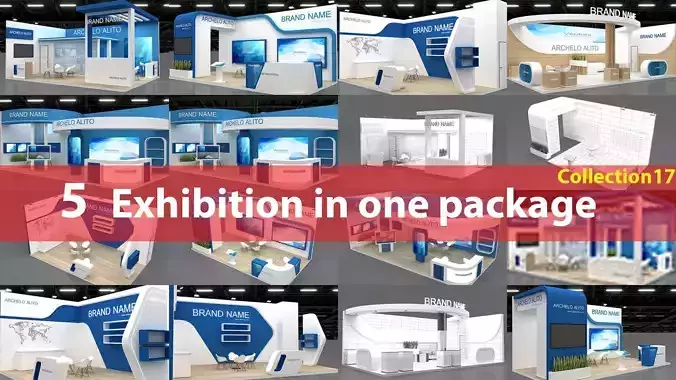 5 model 3D Exhibition booth in one package