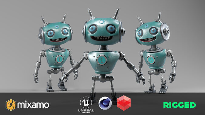 ROBOT CHARACTER TOON Mixamo Compatible  Low-poly 3D model