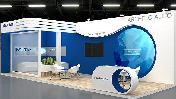 3d stand booth Low-poly 3D model