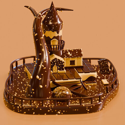 Chocolate House 3D model 2