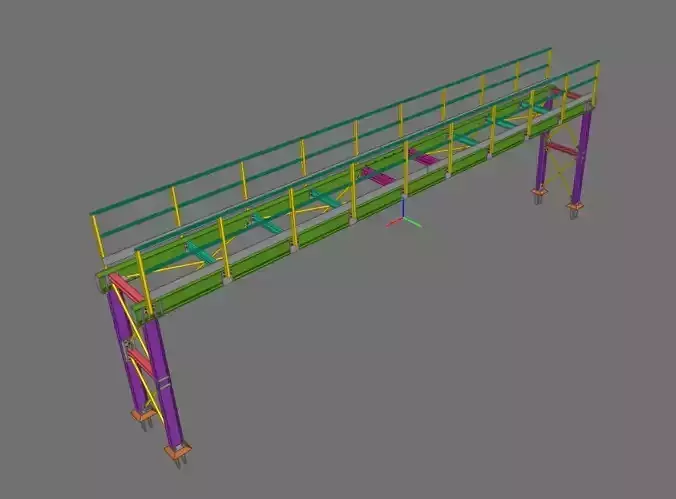 Steel Bridge Structure OBJ IFC 3D Model