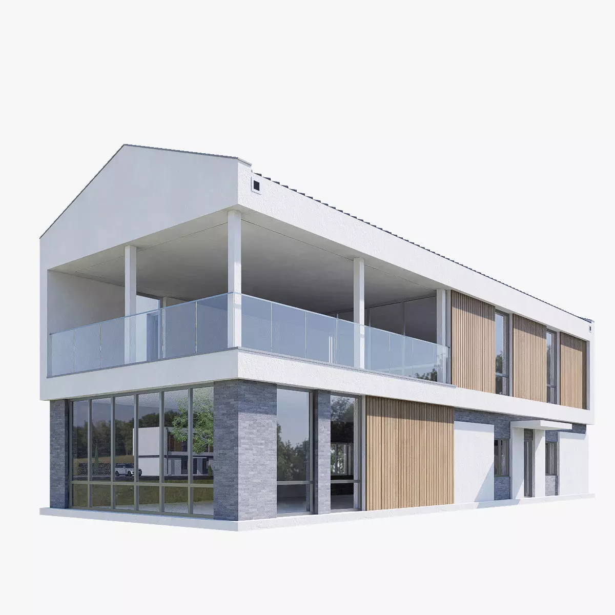 villa Low-poly 3D model_0