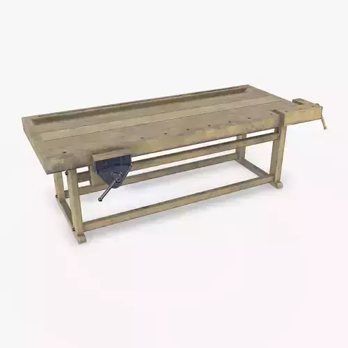 Old Wooden Workbench Low-poly PBR