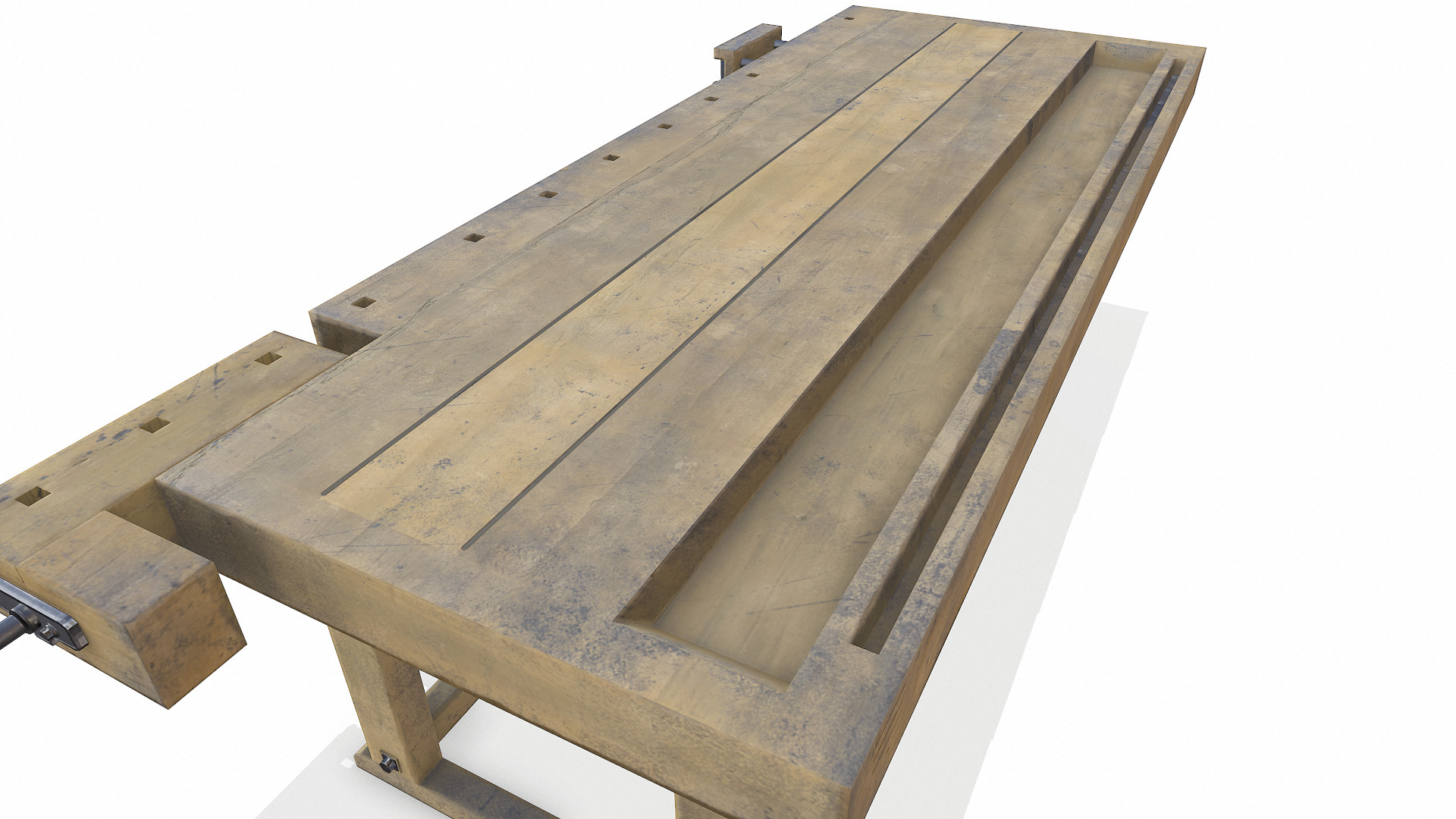 Old Wooden Workbench Low-poly PBR Low-poly 3D model_16