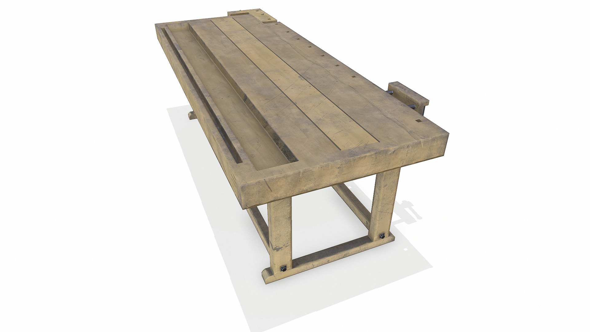 Old Wooden Workbench Low-poly PBR Low-poly 3D model_11