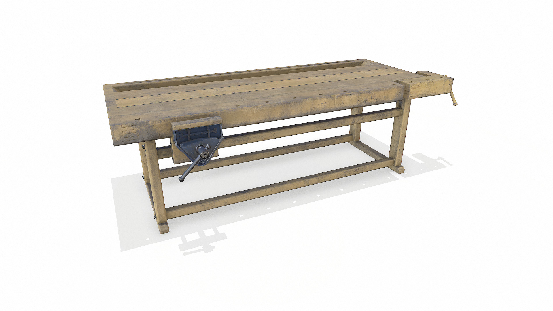 Old Wooden Workbench Low-poly PBR Low-poly 3D model_3