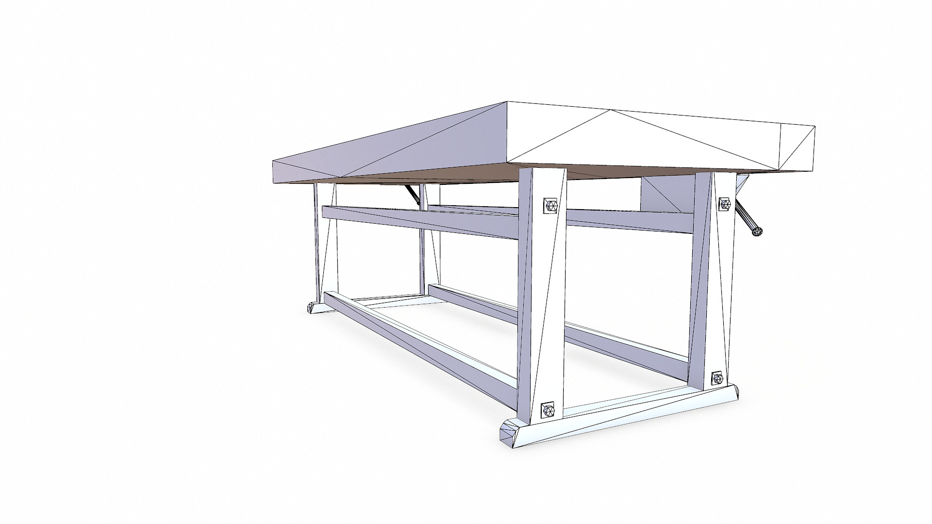 Old Wooden Workbench Low-poly PBR Low-poly 3D model_24