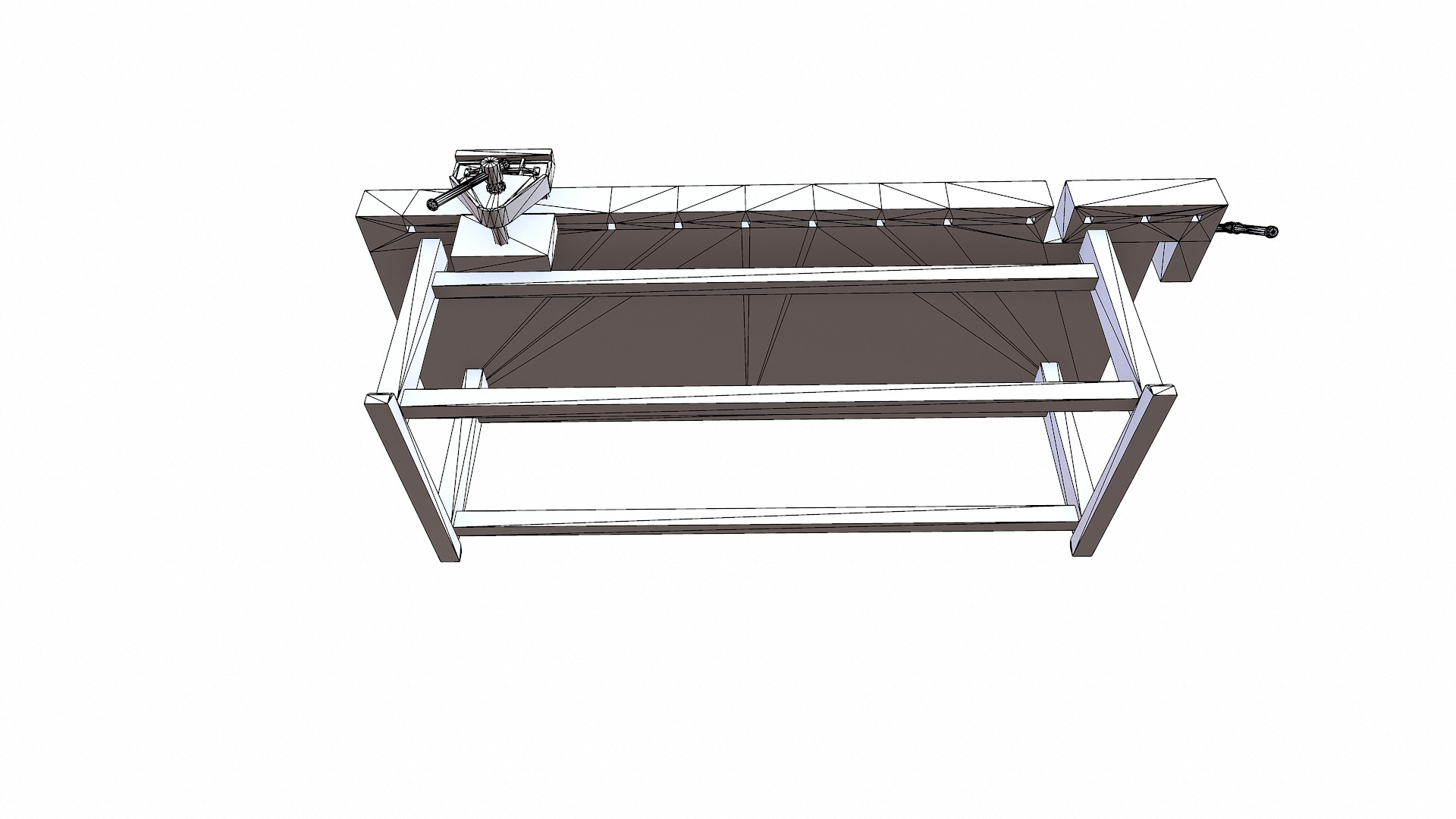 Old Wooden Workbench Low-poly PBR Low-poly 3D model_22