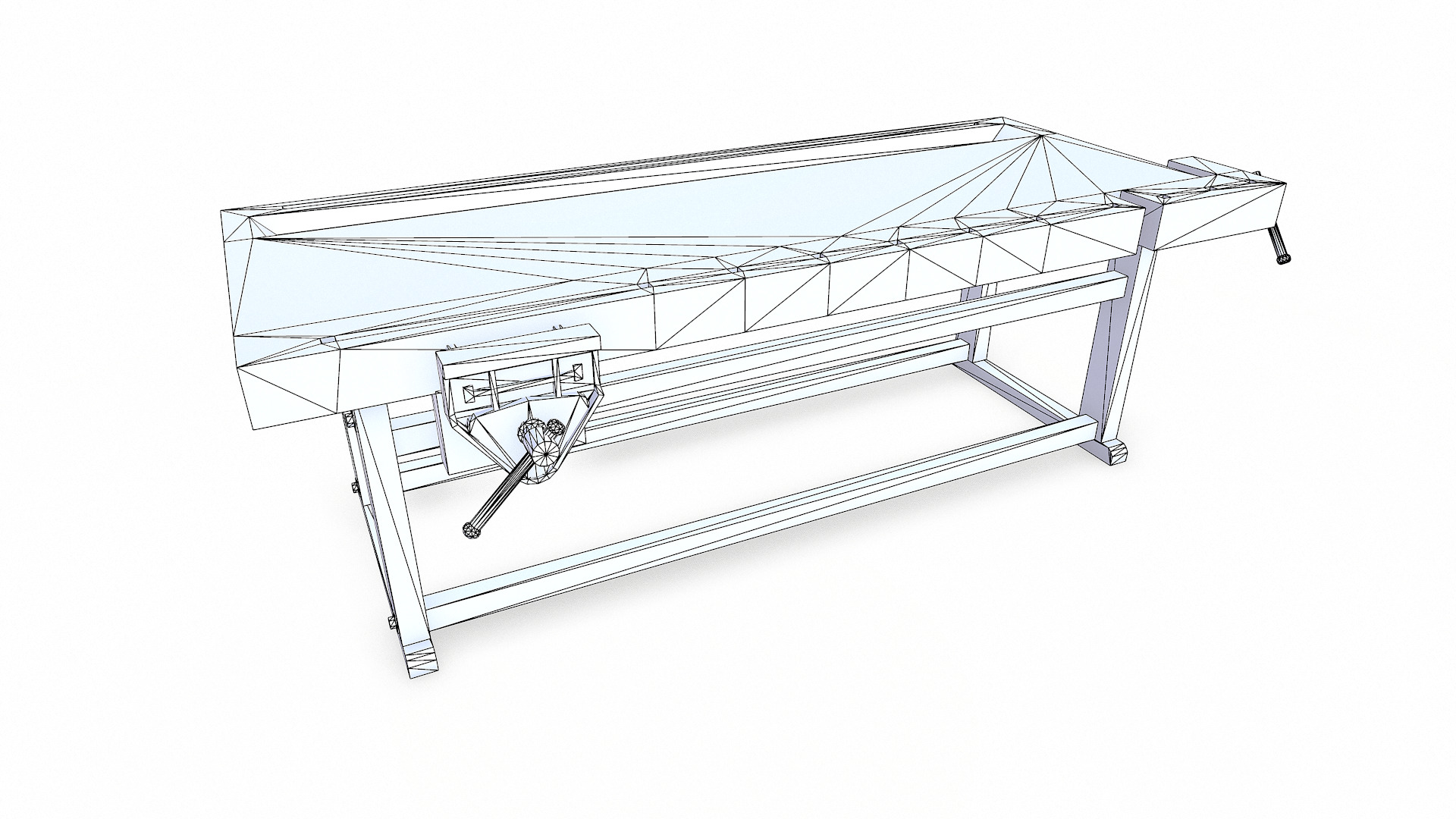 Old Wooden Workbench Low-poly PBR Low-poly 3D model_20