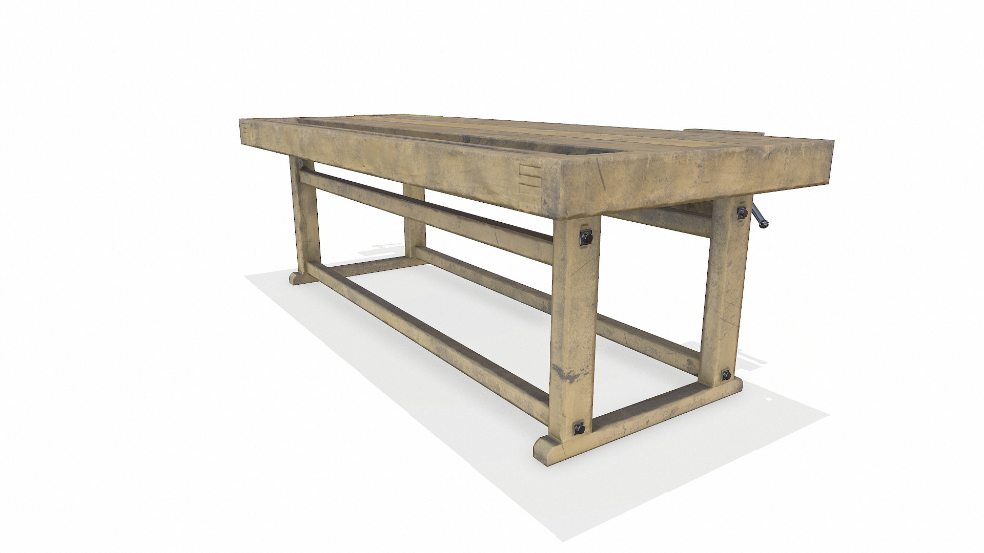 Old Wooden Workbench Low-poly PBR Low-poly 3D model_10