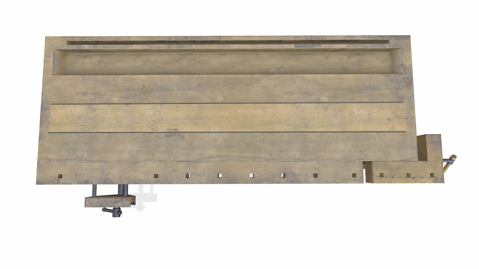 Old Wooden Workbench Low-poly PBR Low-poly 3D model_15