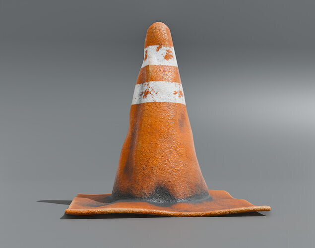Road Cone Rugged and Damage Post Apocalyptic  Low-poly 3D model