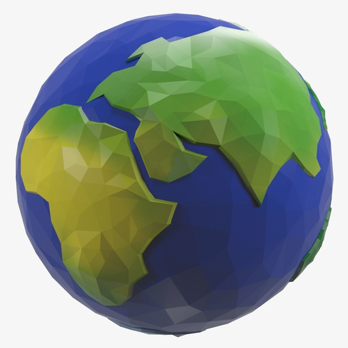 Earth Low Poly Style Cartoon Low-poly 3D model