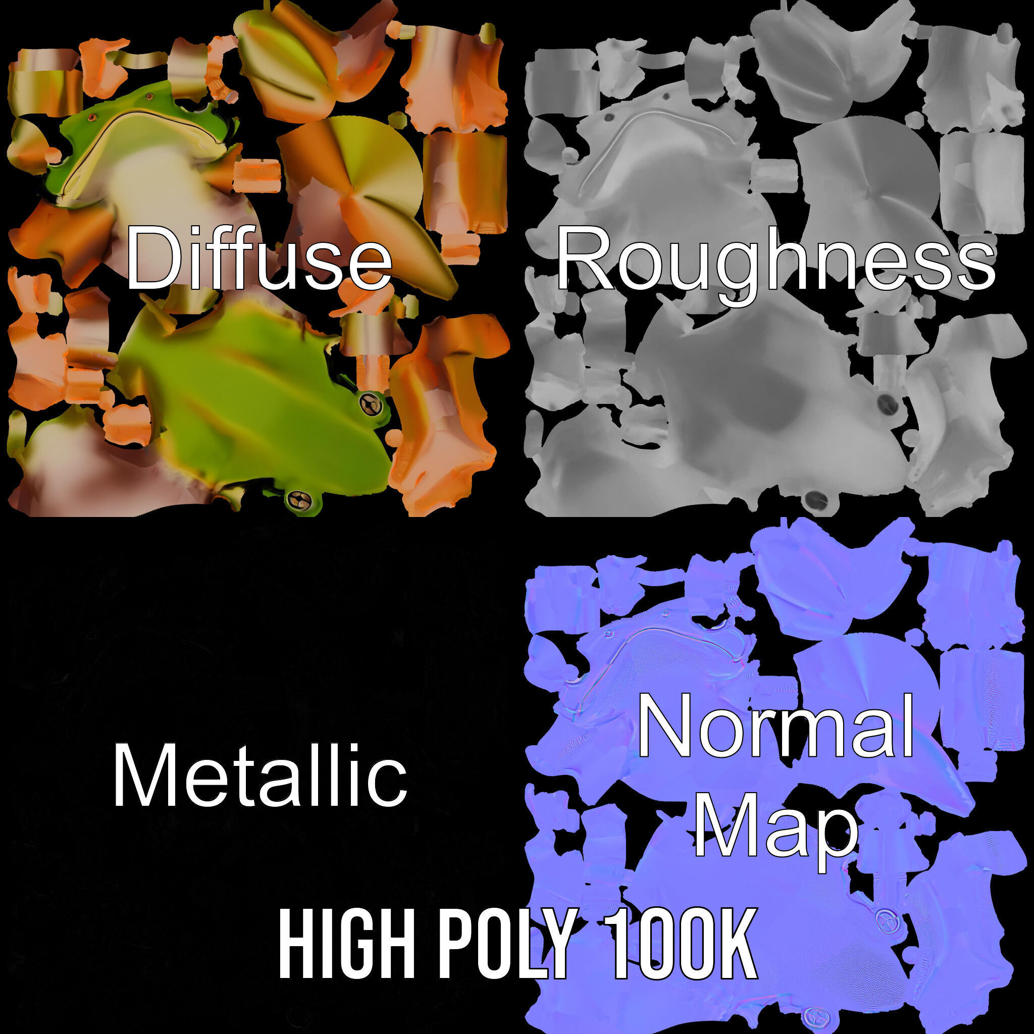 Colorful Frog Model Pack for D Rendering and Animations Low-poly 3D model_4