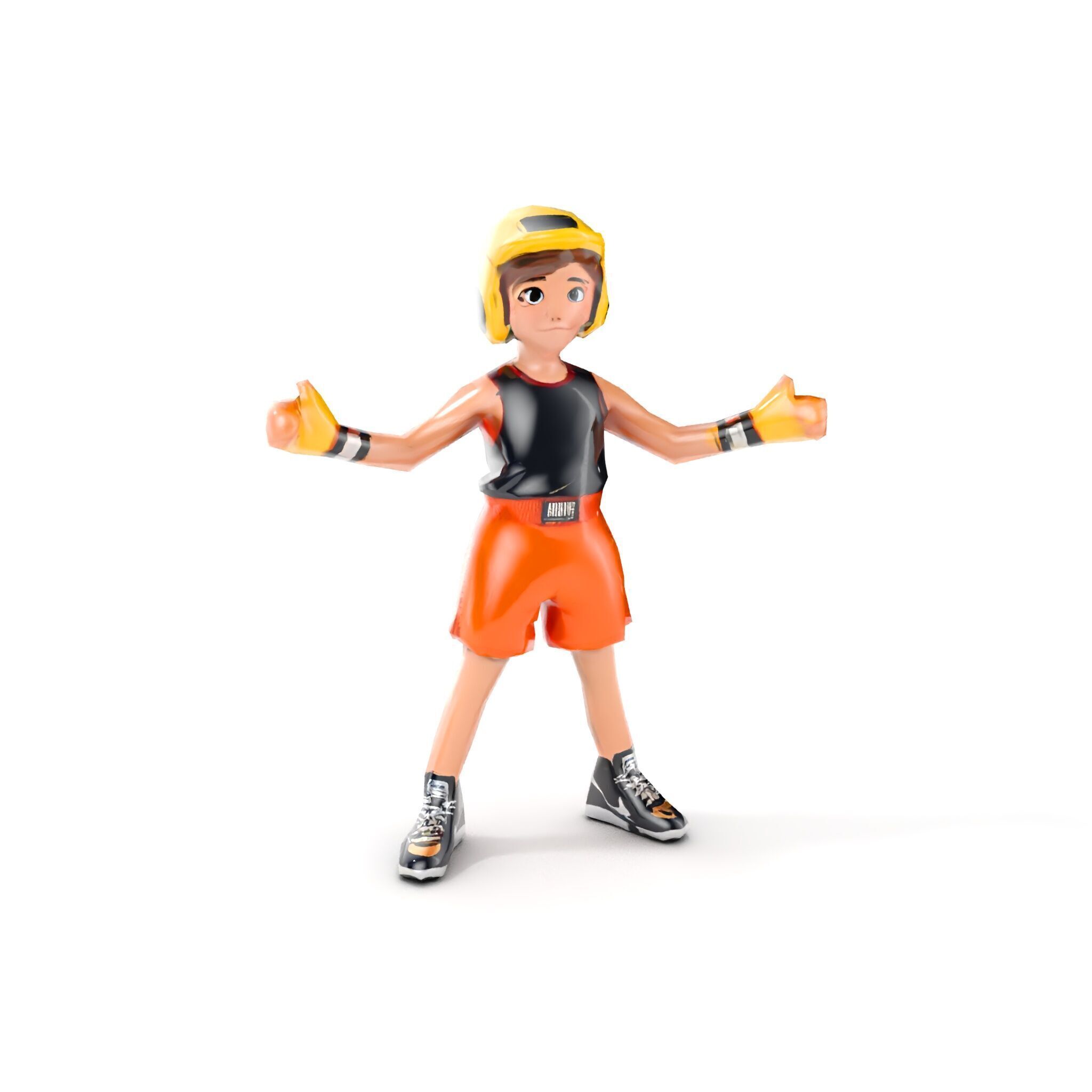 Rigged and Animated Youth Character in Sports Gear with Helmet Low-poly 3D model_25