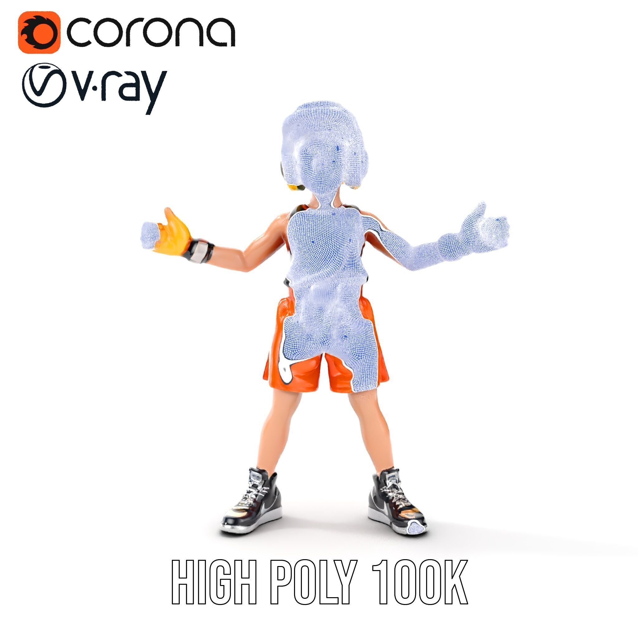 Rigged and Animated Youth Character in Sports Gear with Helmet Low-poly 3D model_38