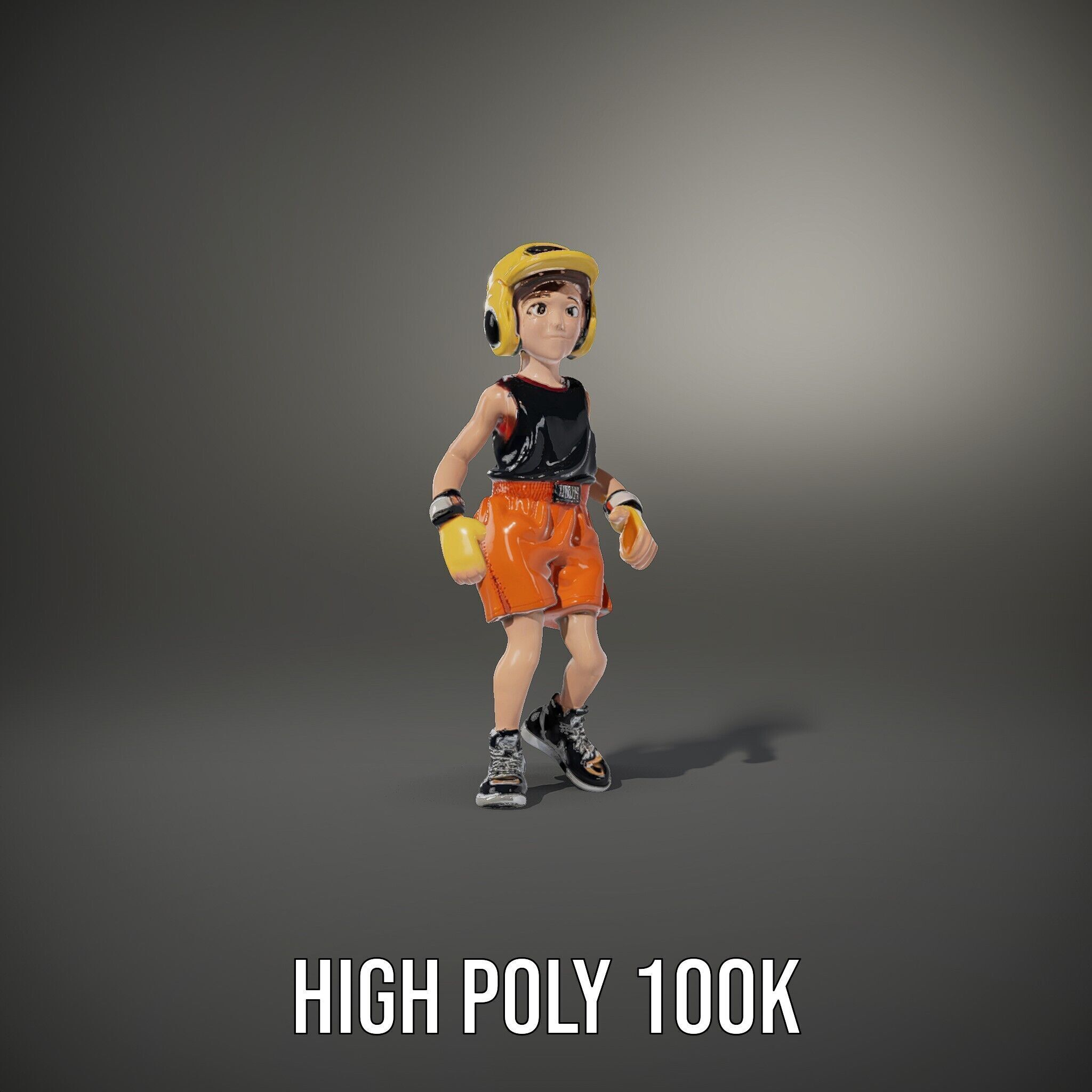 Rigged and Animated Youth Character in Sports Gear with Helmet Low-poly 3D model_12