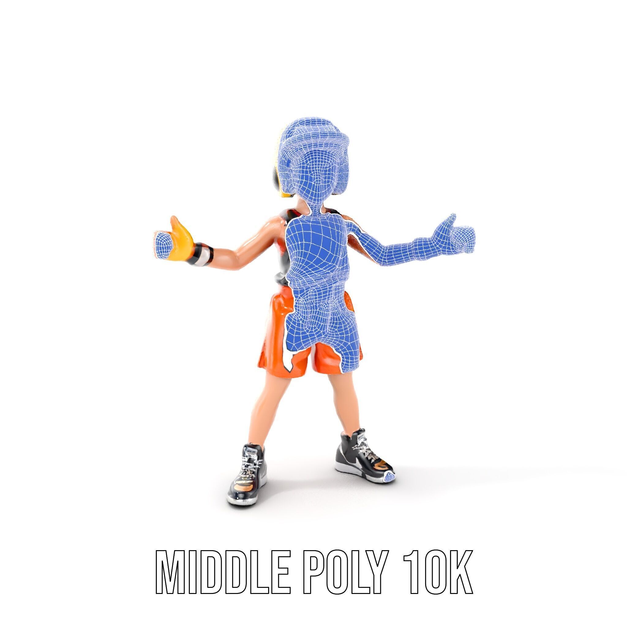 Rigged and Animated Youth Character in Sports Gear with Helmet Low-poly 3D model_21