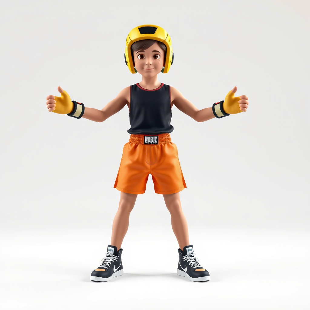Rigged and Animated Youth Character in Sports Gear with Helmet Low-poly 3D model_3