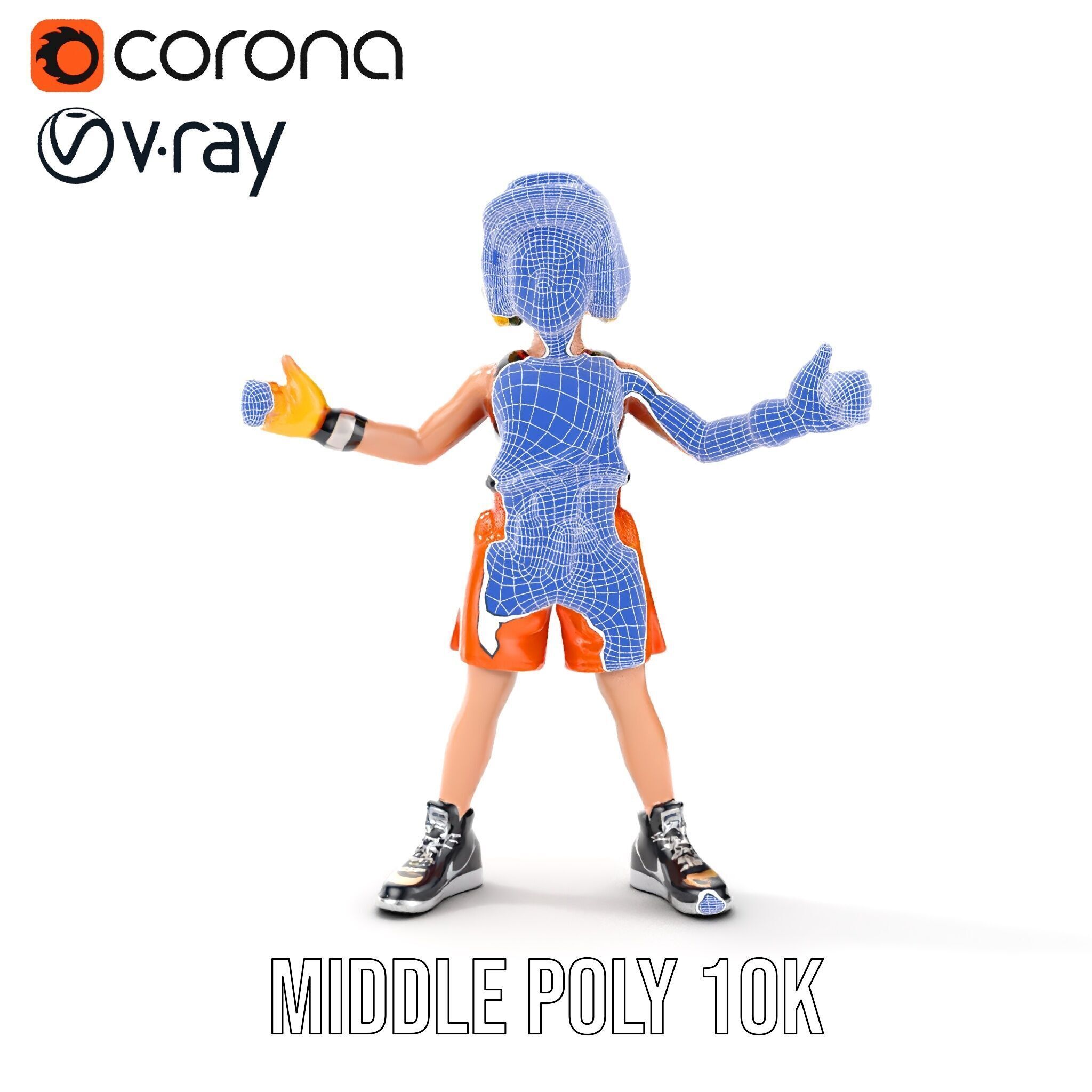 Rigged and Animated Youth Character in Sports Gear with Helmet Low-poly 3D model_32