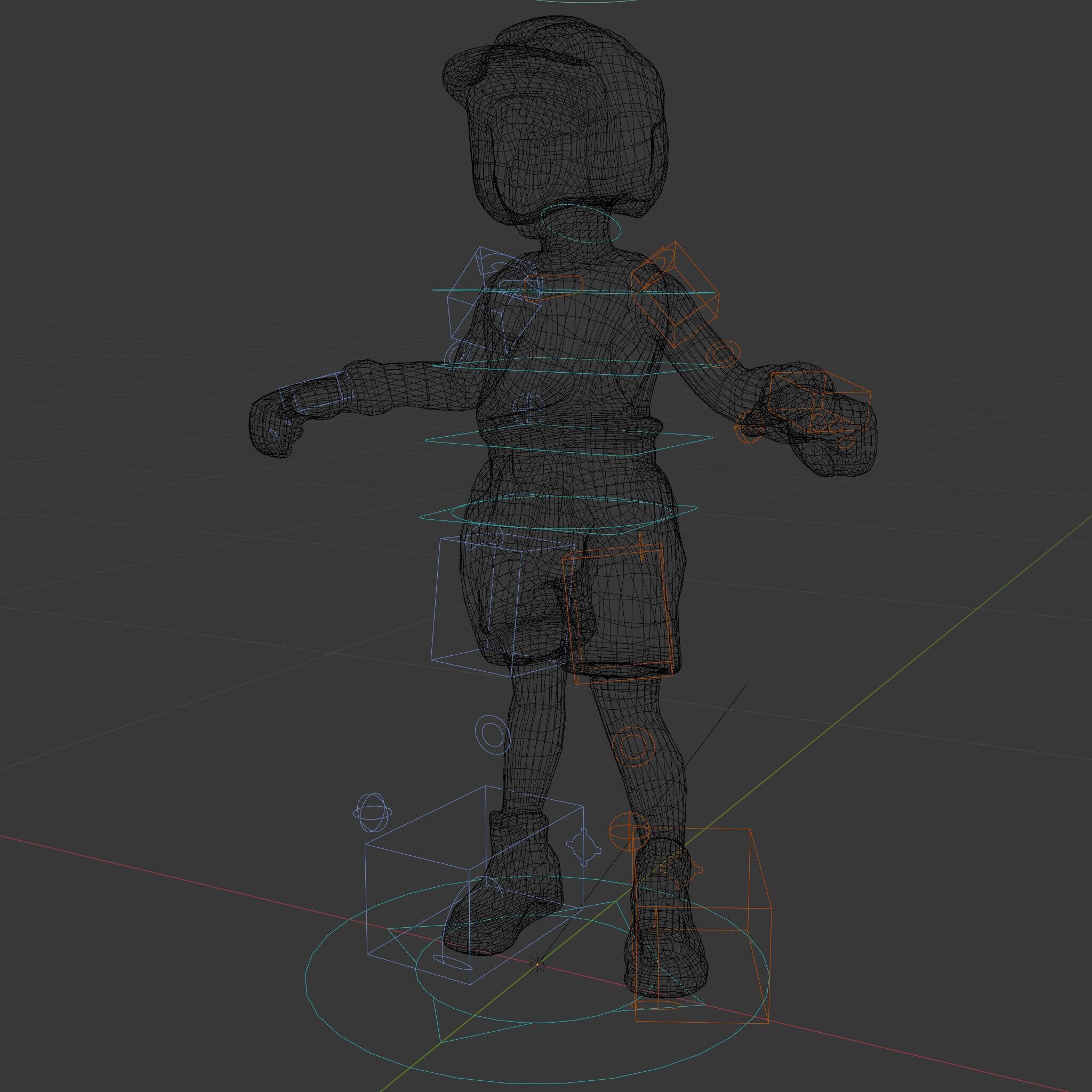 Rigged and Animated Youth Character in Sports Gear with Helmet Low-poly 3D model_10