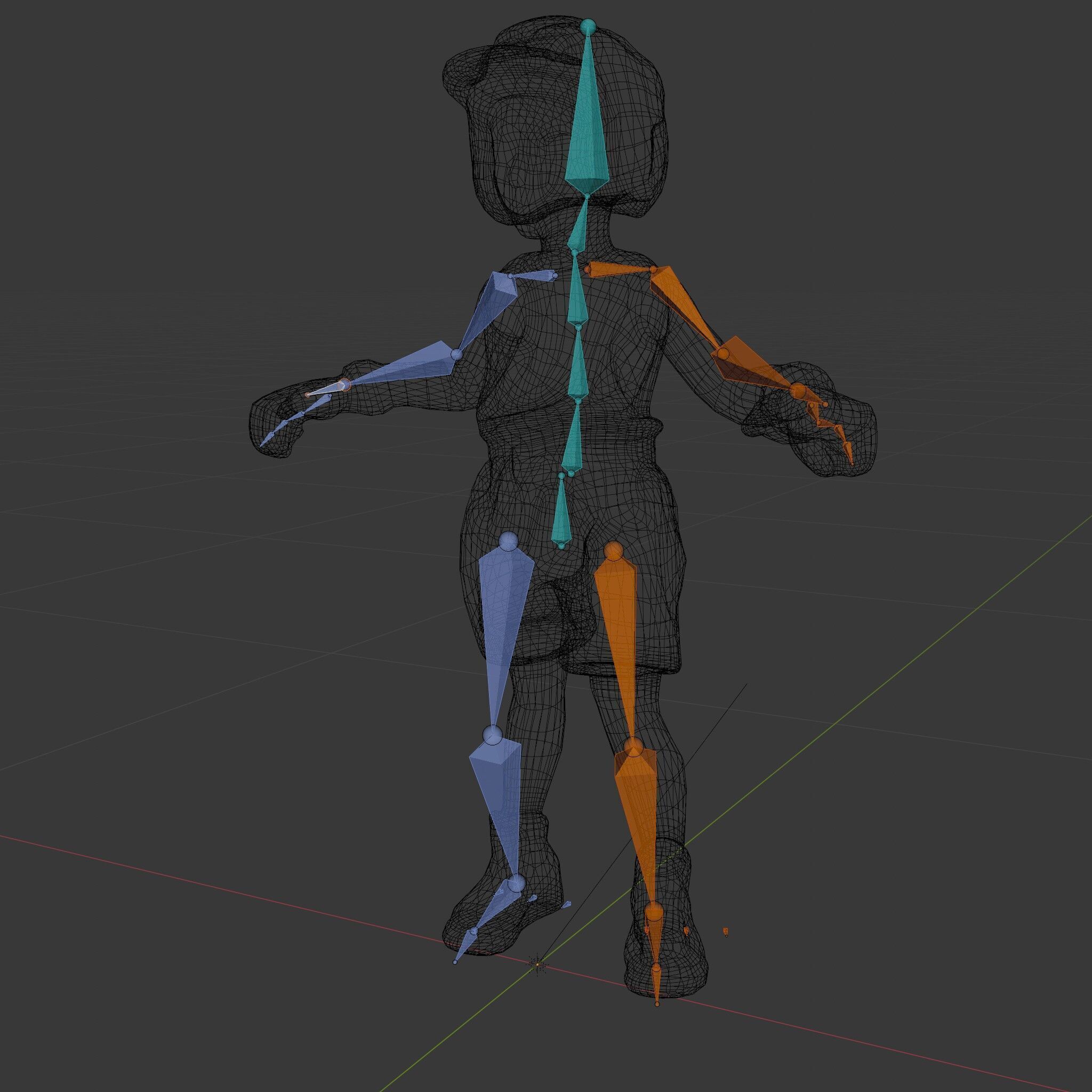 Rigged and Animated Youth Character in Sports Gear with Helmet Low-poly 3D model_7