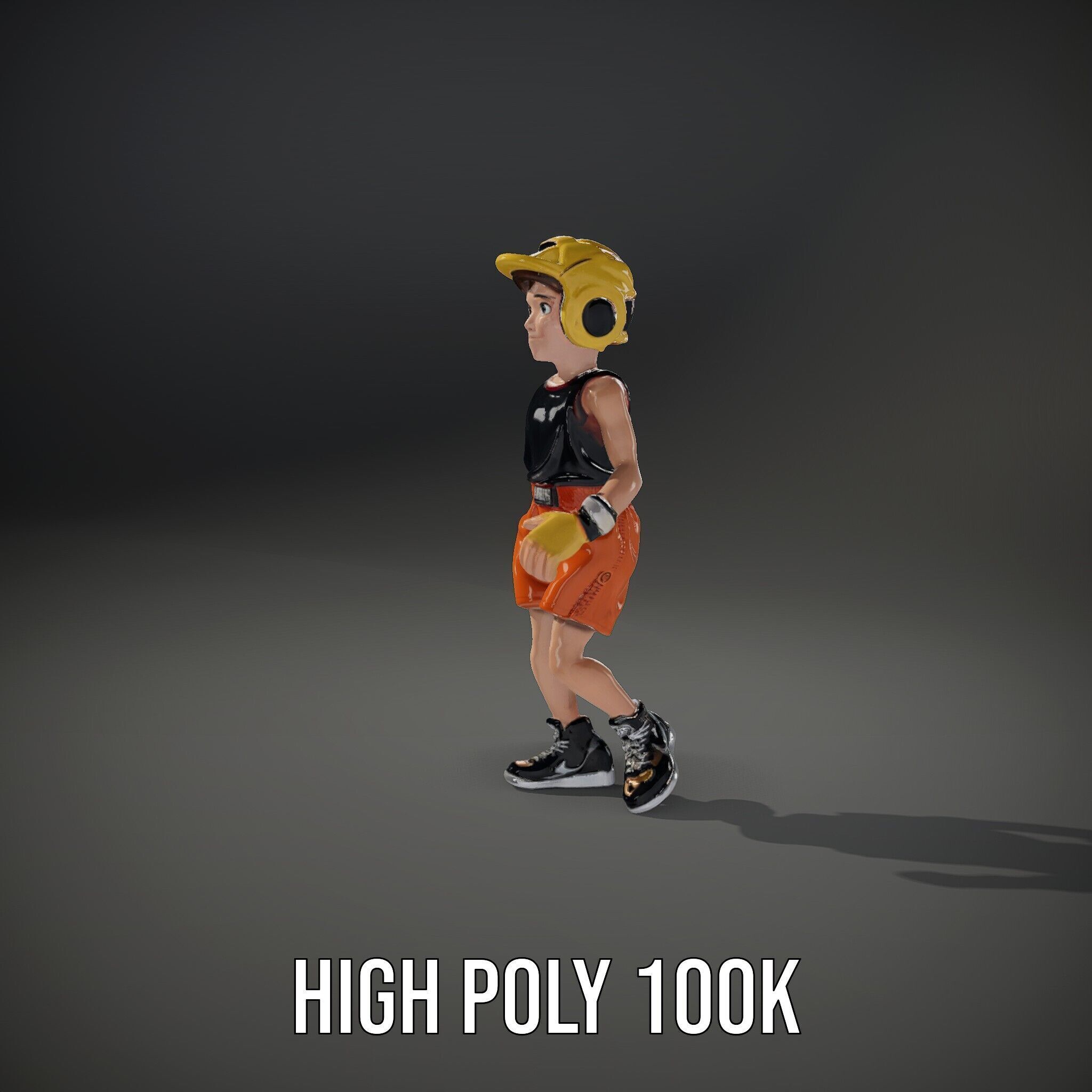 Rigged and Animated Youth Character in Sports Gear with Helmet Low-poly 3D model_15
