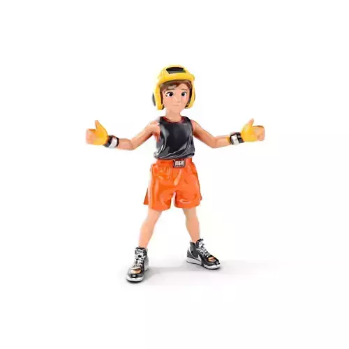 Rigged and Animated Youth Character in Sports Gear with Helmet Low-poly 3D model