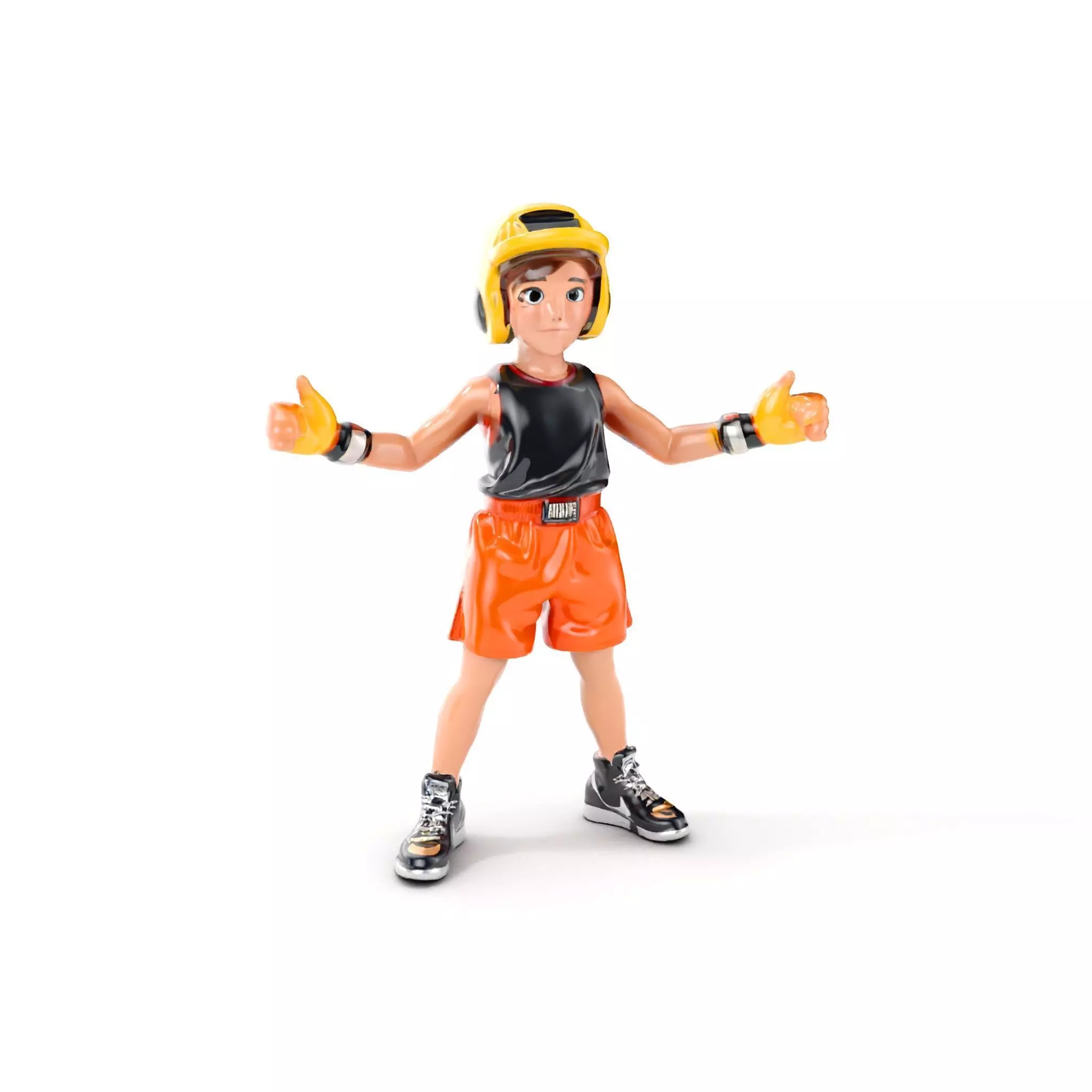Rigged and Animated Youth Character in Sports Gear with Helmet Low-poly 3D model_0