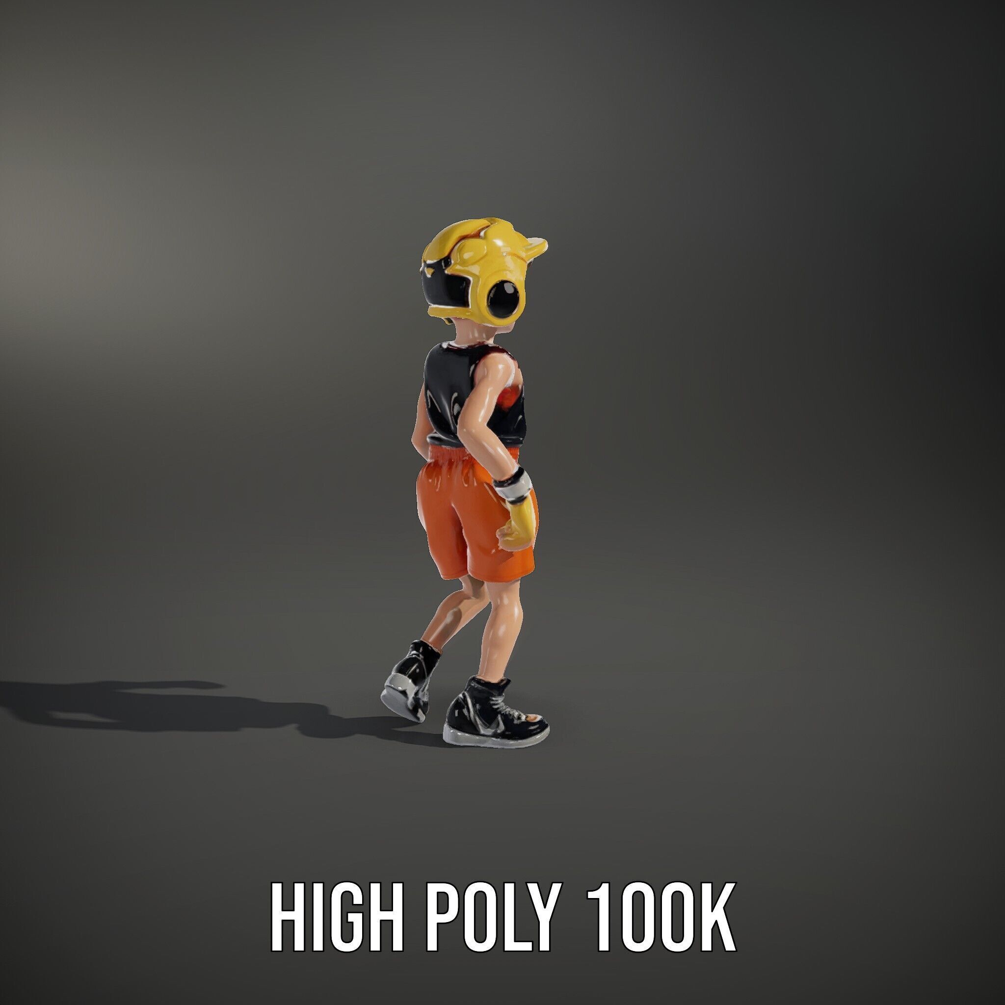 Rigged and Animated Youth Character in Sports Gear with Helmet Low-poly 3D model_9